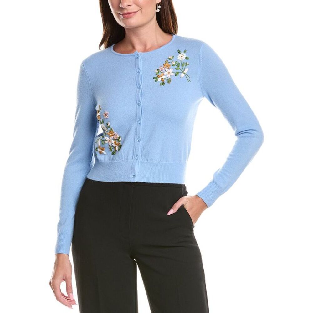 Teri Jon By Rickie Freeman Womens  Flower Embroidered Wool & Cashmere-Blend